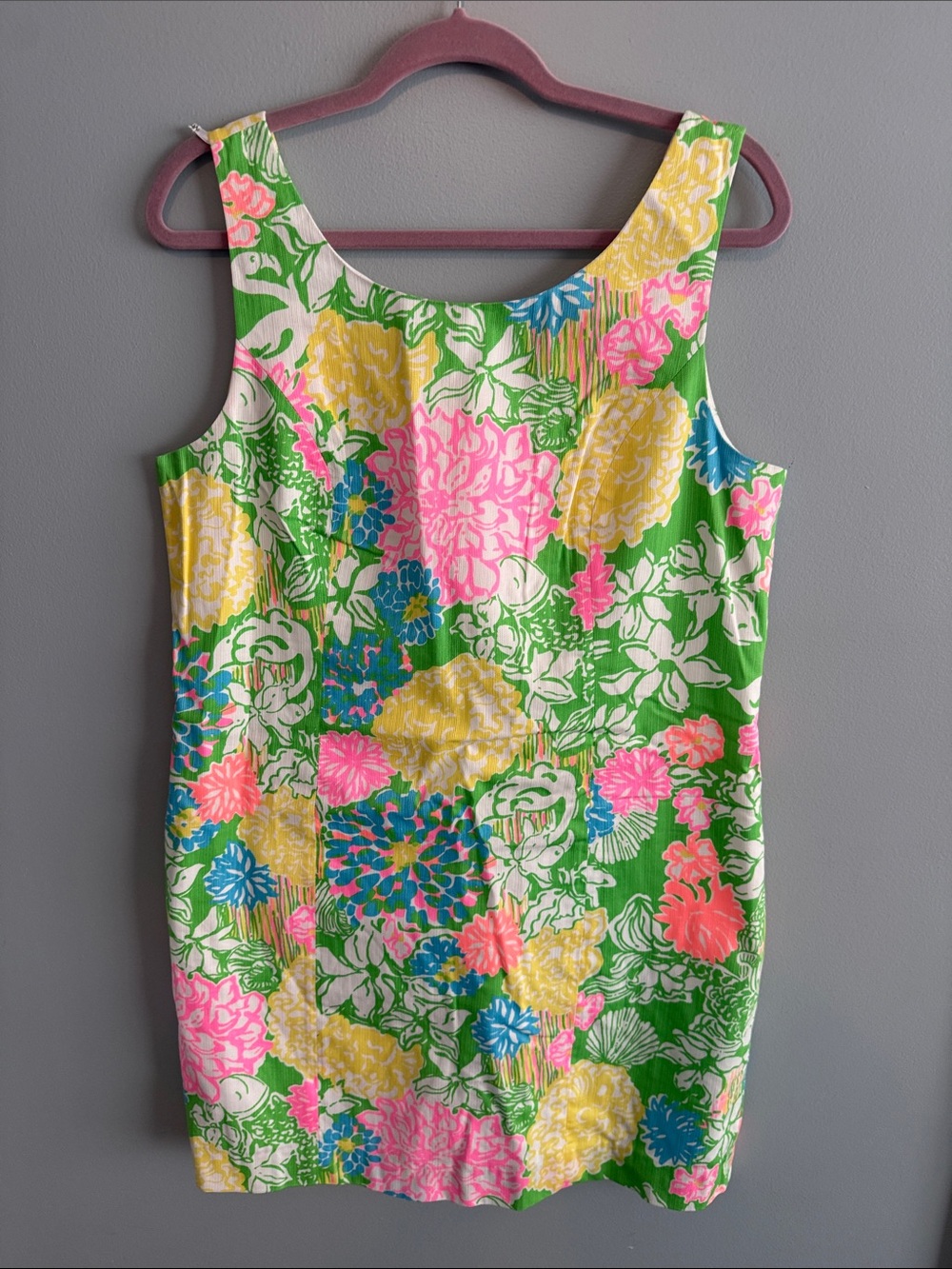 Lilly Pulitzer Green Floral Mini Dress with Pink, Yellow & Blue